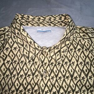 Columbia PFG Omni-Shade XL Fishing Shirt Beige Palm Print